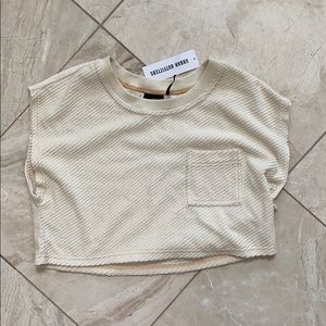 UO OUT FROM UNDER CREAM CORDUROY CROP TOP